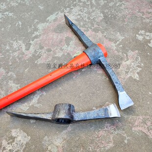钢镐纯手工锻打柴镐挖笋专用镐道轨钢劈柴专用镐双扁镐头劈柴神器