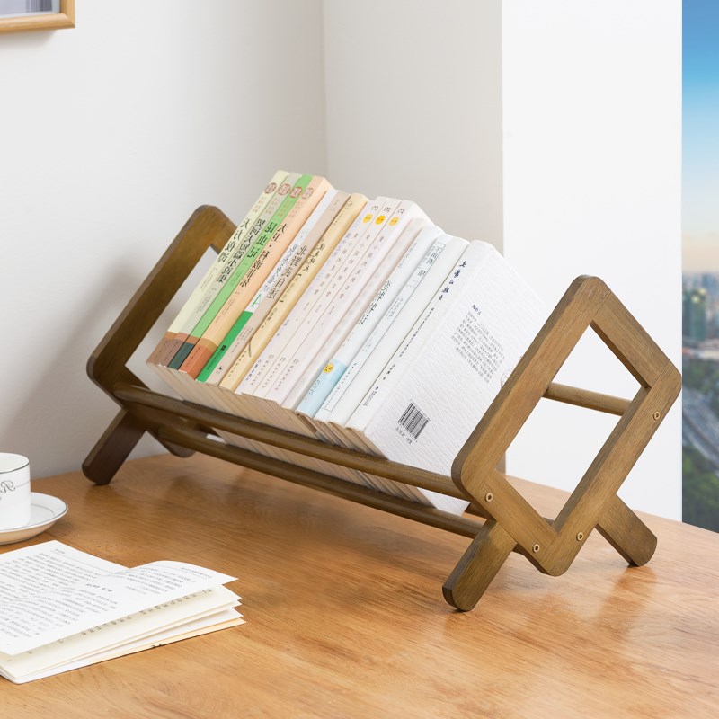 桌面书柜儿童小型书架子简易收纳窗台置物台面飘窗床头书桌上实木