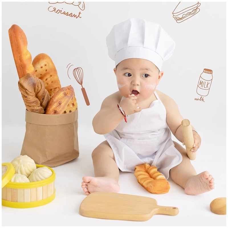 百天周岁厨师主题影楼拍摄道具儿童摄影服装百天照周岁照拍照衣服