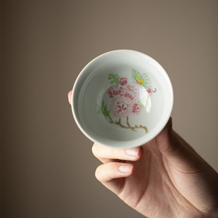 小茶杯品茗杯茶具套装 弥言景德镇釉上彩主人杯手绘功夫茶杯日式