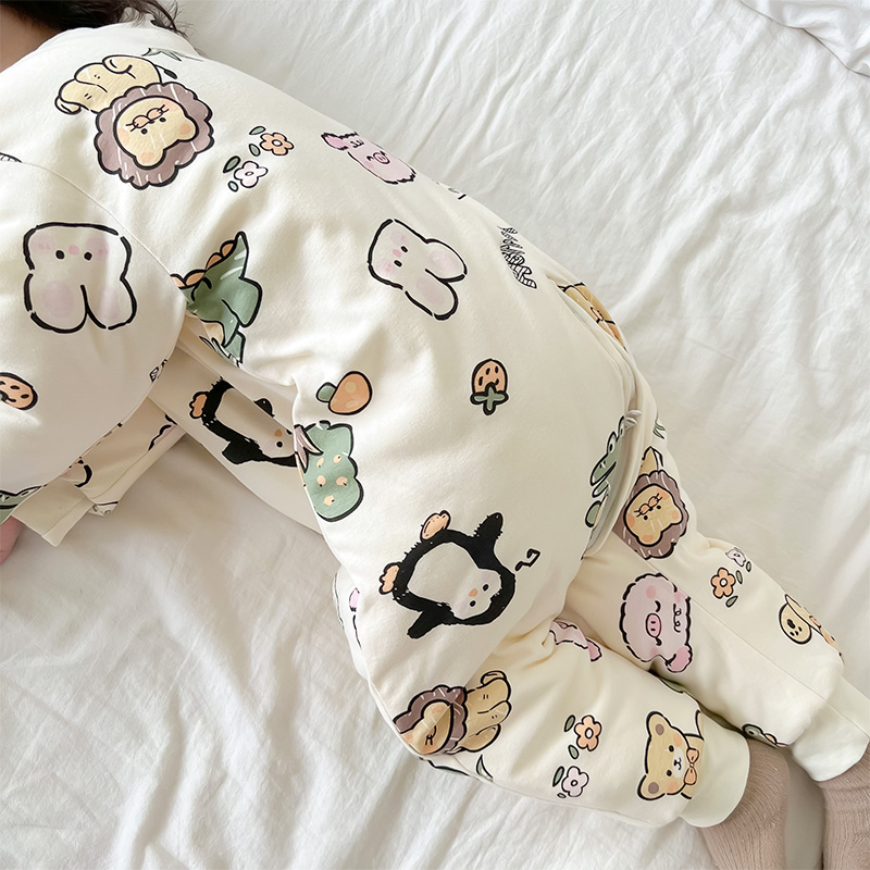 睡袋秋冬款儿童加厚夹棉冬季婴儿防踢被子神器男童连身睡衣春秋款