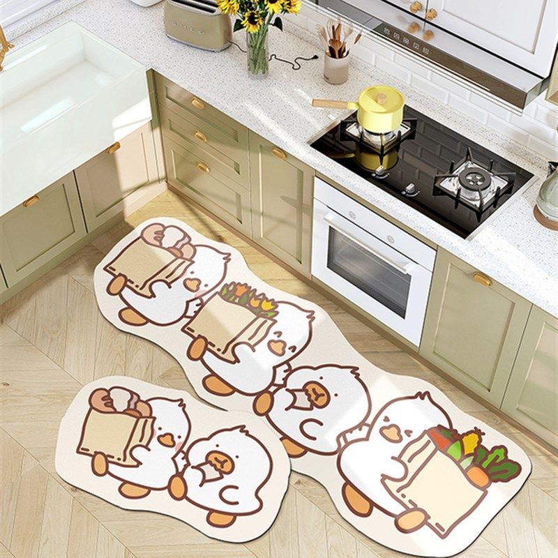 可爱鸭子卡通家用厨房吸水吸油地垫耐磨耐脏门垫防滑厨卫长条脚垫,居家布艺,家用脚垫,淘宝优惠券,粉丝福利购,淘宝优惠卷