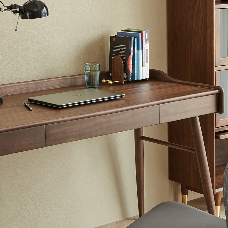 书桌实木北欧风日式樱桃电脑工作台网红小户型家具黑胡桃木