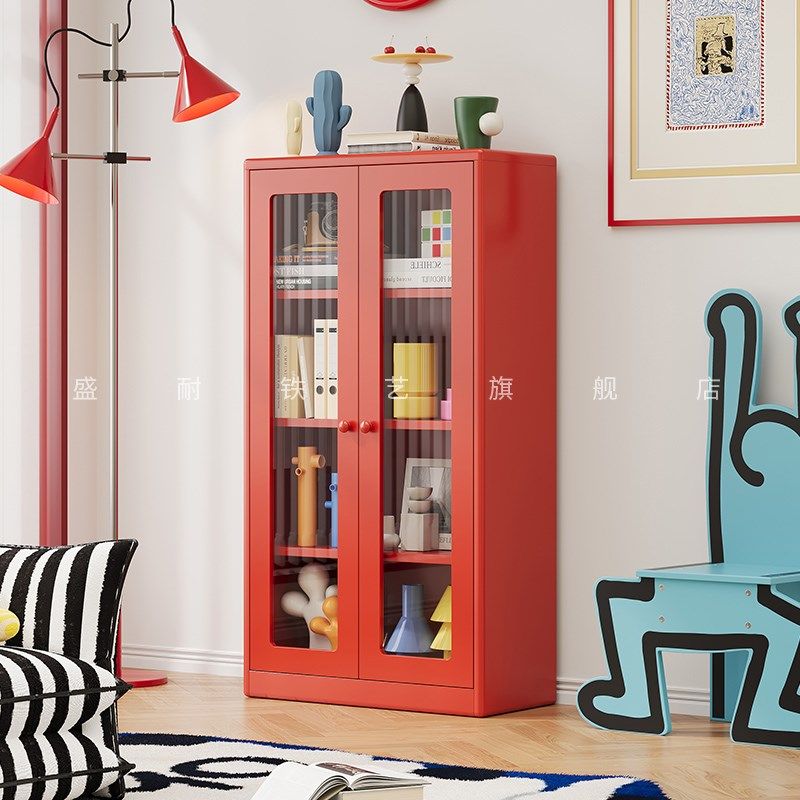 包豪斯钢制书柜带门儿童书架落地防尘储物柜客厅展示柜铁艺置物架,住宅家具,儿童书柜,淘宝优惠券,粉丝福利购,淘宝优惠卷