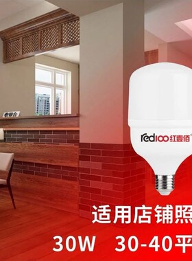 红壹佰灯泡球泡LED大功率节能灯20w30w40w50瓦白光家用厂房车间单