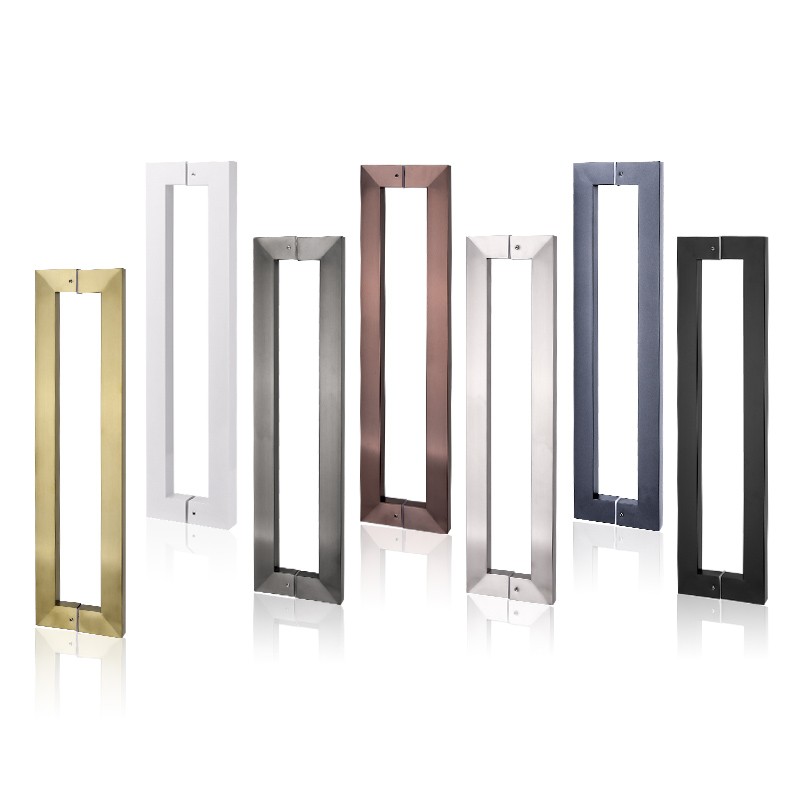 加厚不锈钢玻璃门拉手大门把手方管木门把手哑黑大拉手门扶手定制