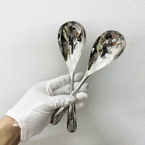 心匠工坊316不锈钢分餐公用勺家用盛汤长柄汤漏勺防烫加深蛋形勺