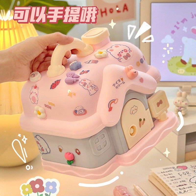 存钱罐高颜值儿童可爱小房子网红储蓄罐带锁钱箱送女孩的生日礼物