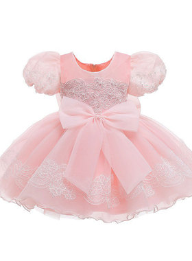 夏季女童公主裙宝宝周岁裙背心礼服儿童婚纱花童礼服连衣裙蓬蓬裙