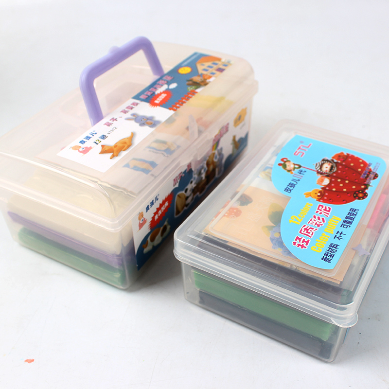 包邮皮孩儿橡皮泥彩泥安全油性不变干变硬彩泥12色盒装橡皮泥