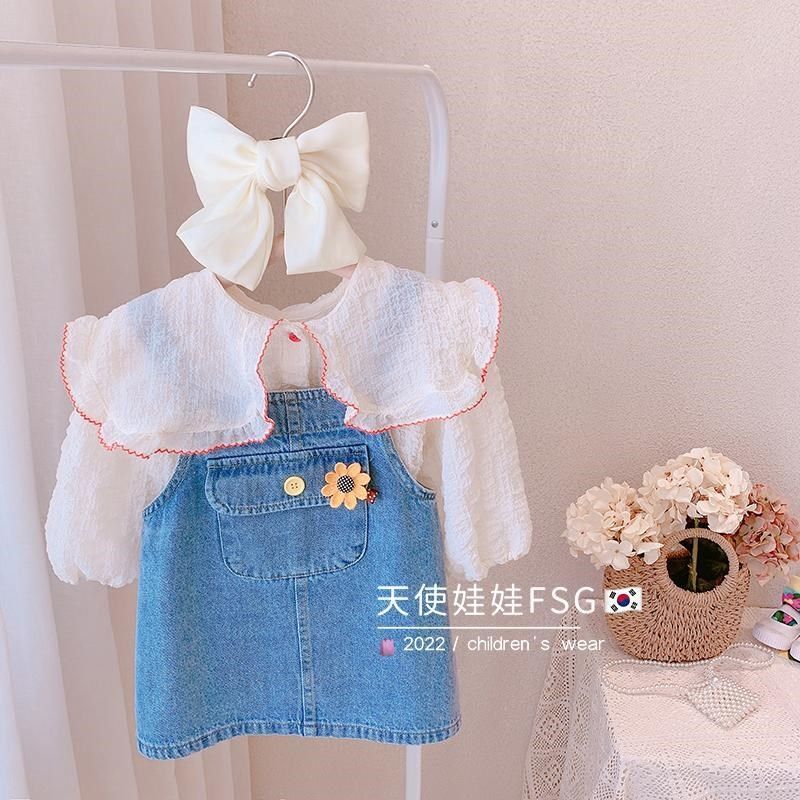 女童背带裙夏装2024新款女宝宝卡通公主裙儿童洋气牛仔裙小童裙子