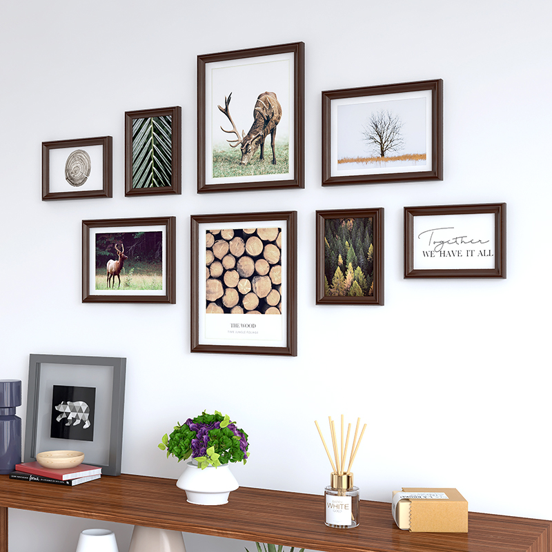 小清新卧室玄关小墙面照片墙实木相框组合生日礼物免费洗相免打孔