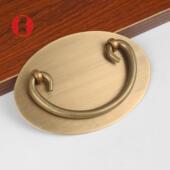 新中式 古典抽屉铜拉手榆木衣柜橱柜古铜拉环把手仿古椭圆纯铜拉手