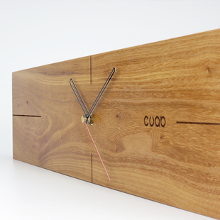 北欧极简  实木挂钟  客厅大气创意钟表摆件原木风格长方形钟之物