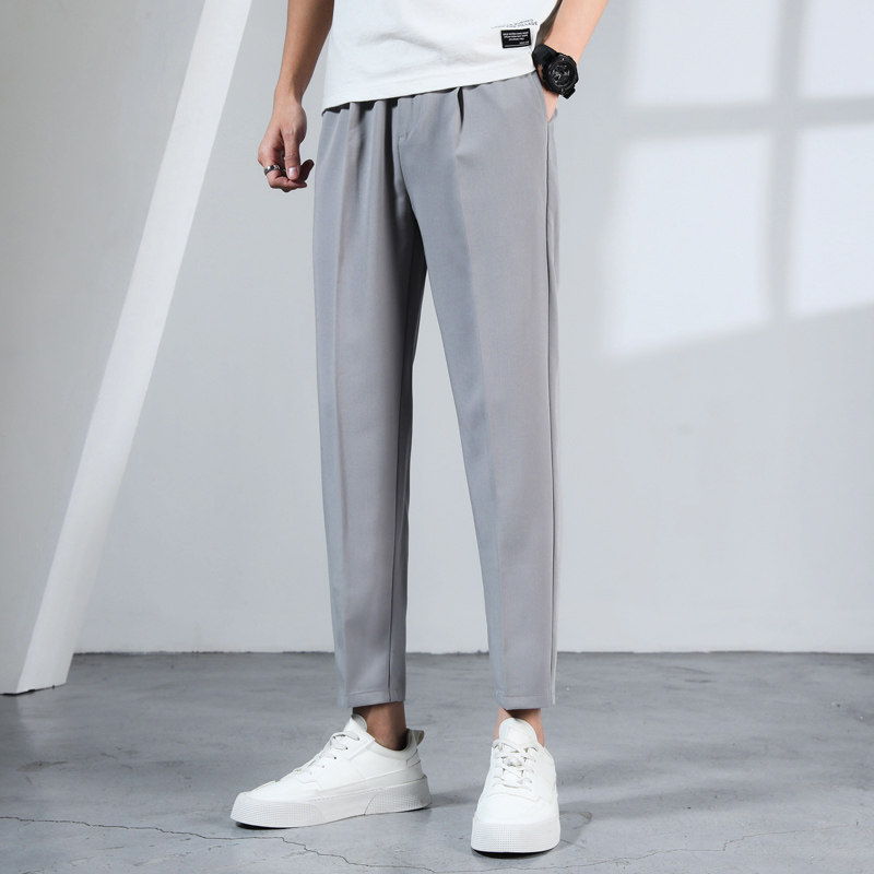 夏季休闲裤垂感男士西裤春夏九分裤商务直筒宽松薄款修身裤子男款