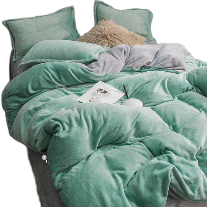 珊瑚绒四件套双面法兰绒冬季保暖床单毛绒被套学生宿舍床上三件套