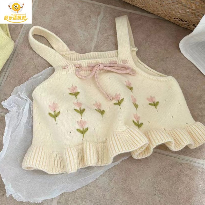 女童针织马甲吊带毛衣小背心裙宝宝2024春秋新款婴儿童薄毛线外穿
