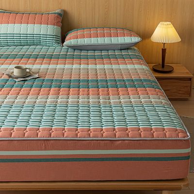 纯棉床笠单件夹棉加厚席梦思床垫保护套磨毛防滑固定床罩防尘罩套