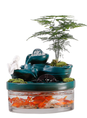 流水摆件循环水招财鱼缸生财家居客厅办公室桌面装饰乔迁开业礼品