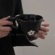 岸梵 韩式 创意手绘花朵咖啡杯女高颜值拿铁杯家用下午茶陶瓷杯碟