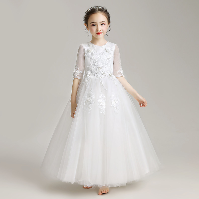 儿童礼服公主裙女童蓬蓬纱白色纱裙长款小女孩花童婚纱钢琴演出服,童装/婴儿装/亲子装,儿童礼服,淘宝优惠券,粉丝福利购,淘宝优惠卷