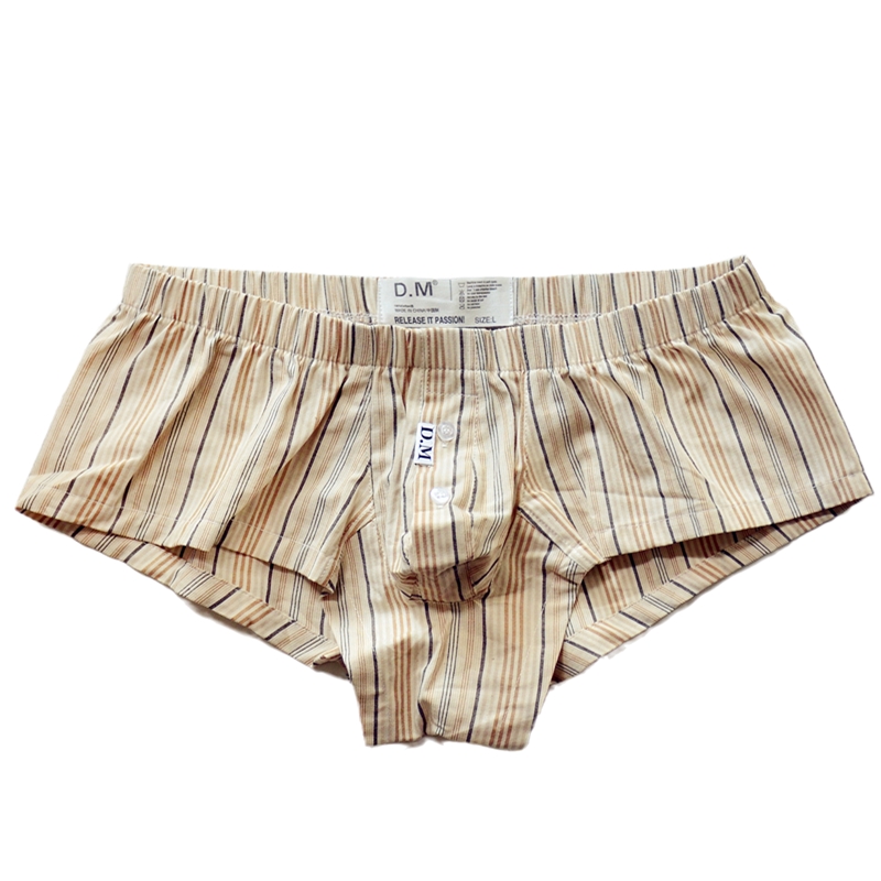 D.M男生内裤低腰性感无弹性宽松家居裤 格子条纹平角裤阿罗裤青年