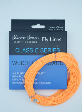 飞蝇钓主线WF重量向前飞钓线浮水橙色光滑柔顺PVC带双环