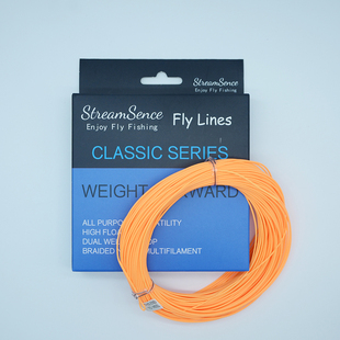 飞蝇钓主线WF重量向前飞钓线浮水橙色光滑柔顺PVC带双环