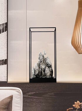 速发禅意石头山景摆设创具酒店大堂家样厂软装饰品新中式意板房间