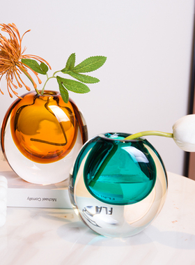 速发轻奢琉璃花瓶摆件客厅插花简约家居餐小饰花瓶玄关装桌品