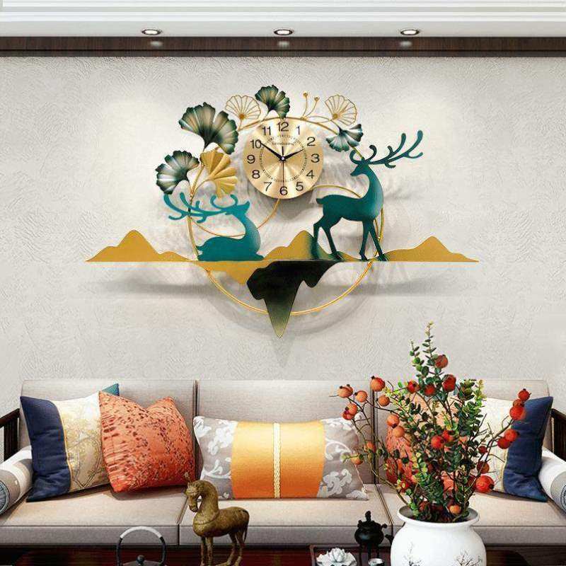 速发钟表新中式中钟客厅家用国尚创意福鹿挂时风山水背景墙壁装饰,家居饰品,挂钟,淘宝优惠券,粉丝福利购,淘宝优惠卷