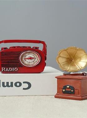 速发美你怀旧复式桌面迷古树脂摆件儿童房装饰模型收音机摆设