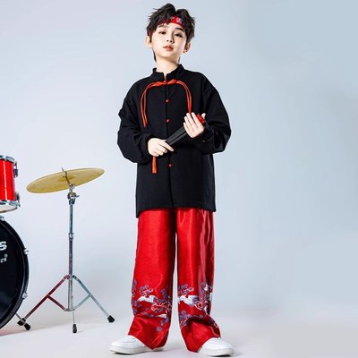 速发元旦少儿喜庆演出服中国风男孩汉服孩马面裙表演服小学生合唱