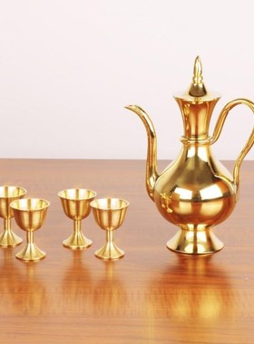 速发结老婚式敬酒铜酒壶纯铜酒怀套装家用手工烫清黄酒壶杯旧黄铜