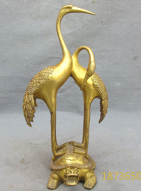 速发纯铜龟鹤铜龙龟仙摆 家居客厅装饰工艺品 饰高6