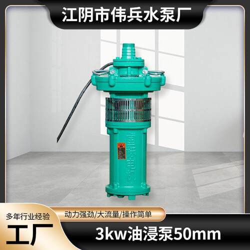 3kw油浸泵50mm大流量扬程抽水泵养殖排涝用三相电动潜水泵