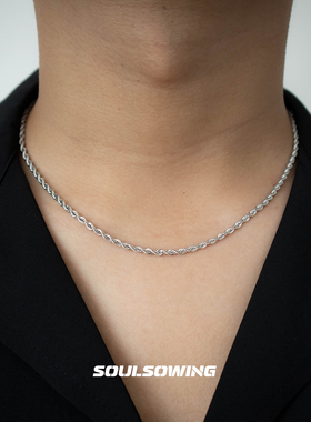 项链男士款简约锁骨单链绳钛钢嘻哈小众简约麻花链不掉色潮百搭