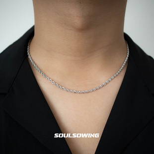 项链男士款简约锁骨单链绳钛钢嘻哈小众简约麻花链不掉色潮百搭