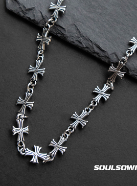 项链男款钛钢通体十字架不掉色设计感小众高级感痞帅百搭嘻哈朋克