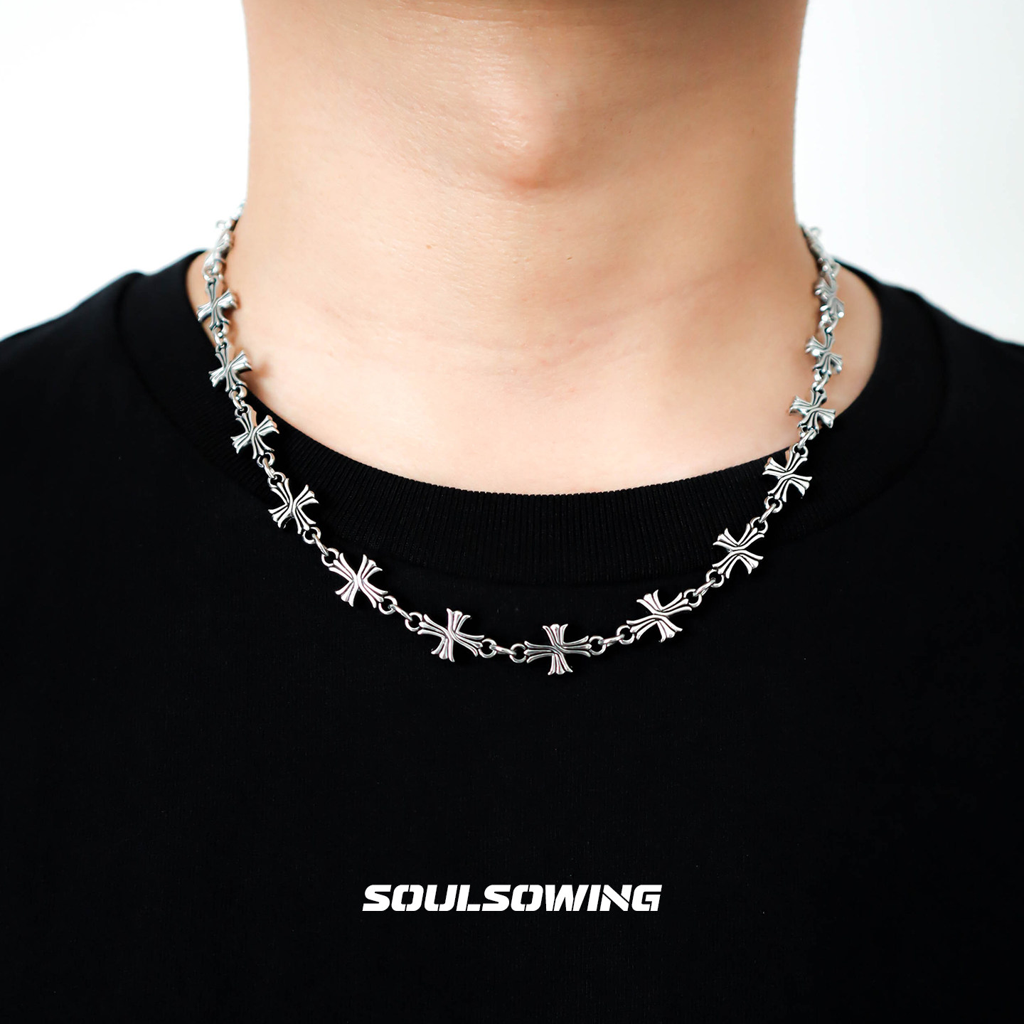 项链男款钛钢通体十字架不掉色设计感小众高级感痞帅百搭嘻哈朋克