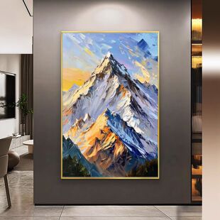 手绘日照金山油画大芬油画村客厅装饰画沙发背景墙高级肌理挂画