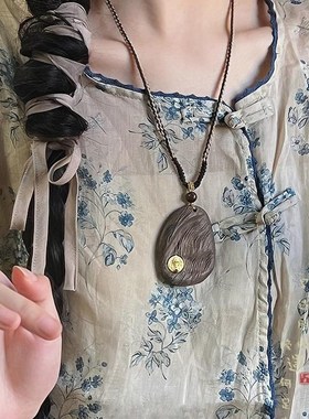 极速[景枝]天然沉瑰宝编织绳项链女新中式小众高级感毛衣链百搭