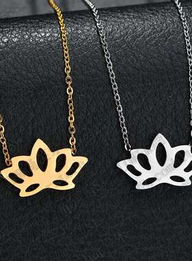Jewelry Simple Lotus Pendant Stainless Steel Necklace Ladies