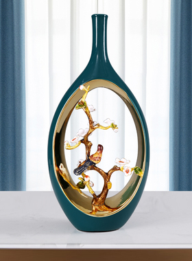 极速新中式珐琅彩陶瓷摆件家用大气桌面装饰摆件客厅玄关酒柜创意