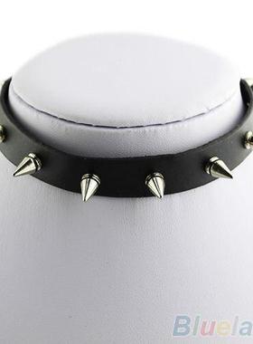 Gothic Men Women Unisex Faux Leather Spike Rivet Choker Punk