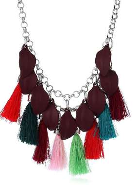 Jewelry personality fashion multi-layer leaf tassel necklace