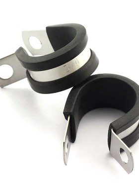 202347只盒装胶条卡箍 304不锈钢连胶卡箍 橡胶喉箍 R型软管夹套