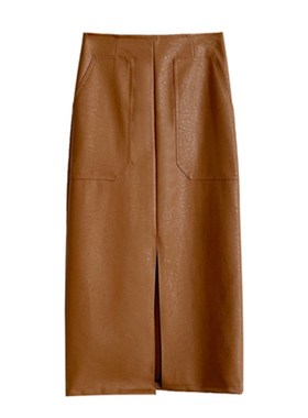 Slim Straight Faux Leather Skirts Women 2022 Spring New Pack