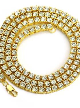 Hip Hop Mens Hip Hop 1 Row Diamond Alloy Necklace Water Dia