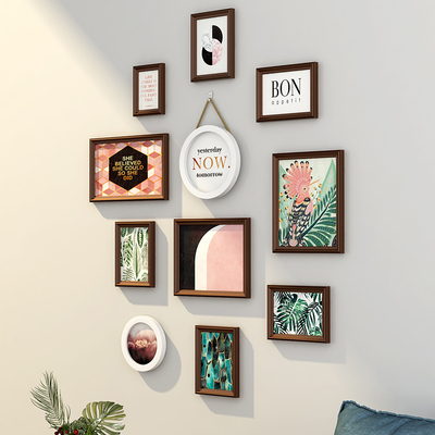 竖版照片墙装饰简约现代玄关相片墙相框墙创意挂墙墙上组合免打孔